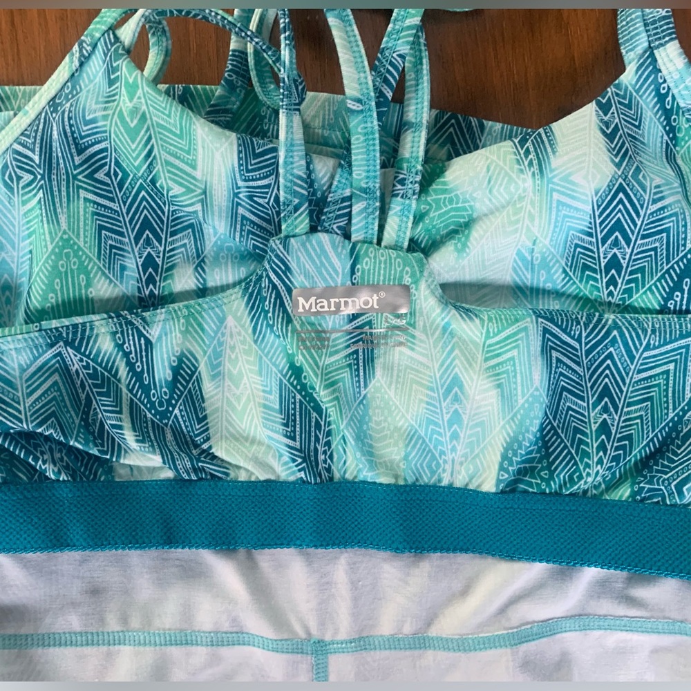 MARMOT Turquoise Strapy Dress with shelf bra, Large. - Picture 5 of 11